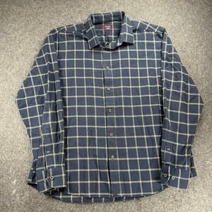 UNTUCKit XXLarge Flannel Mens Button Down Shirt Navy Blue Plaid Cotton Casual